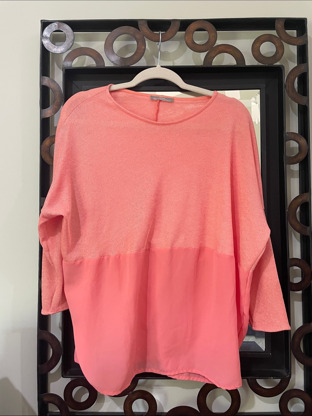 Zara Two-Tone Coral Pullover